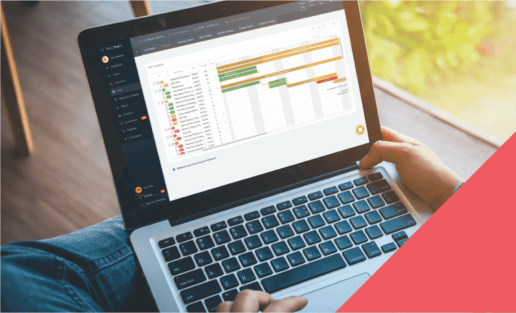 The Buildxact scheduling tool being used via laptop