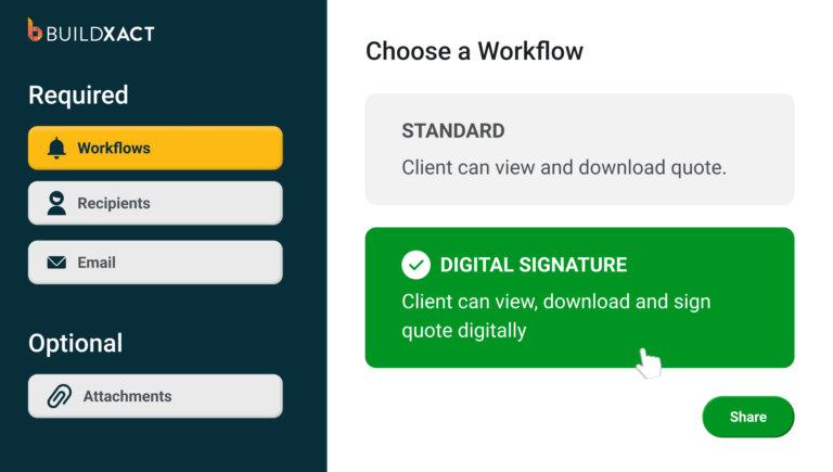 static graphic demonstrating the Digital Signatures feature in Buildxact
