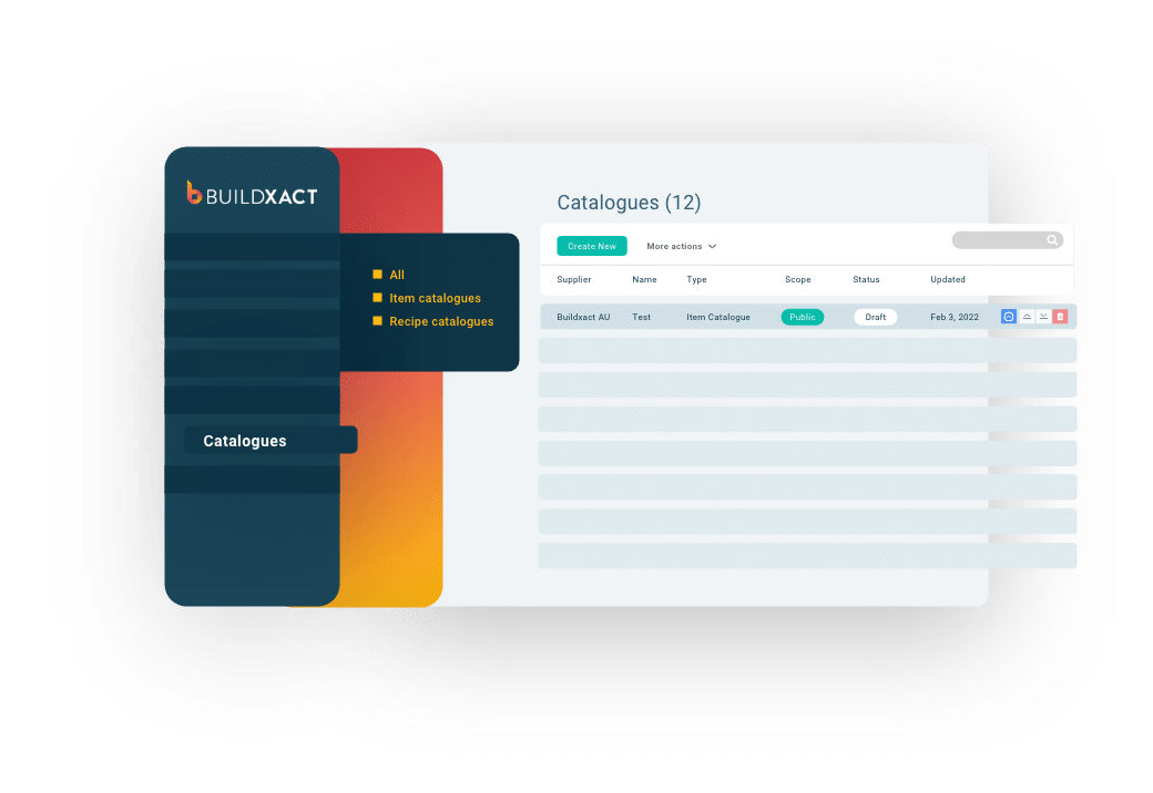 A stylized look at dealer catalogs in Buildxact