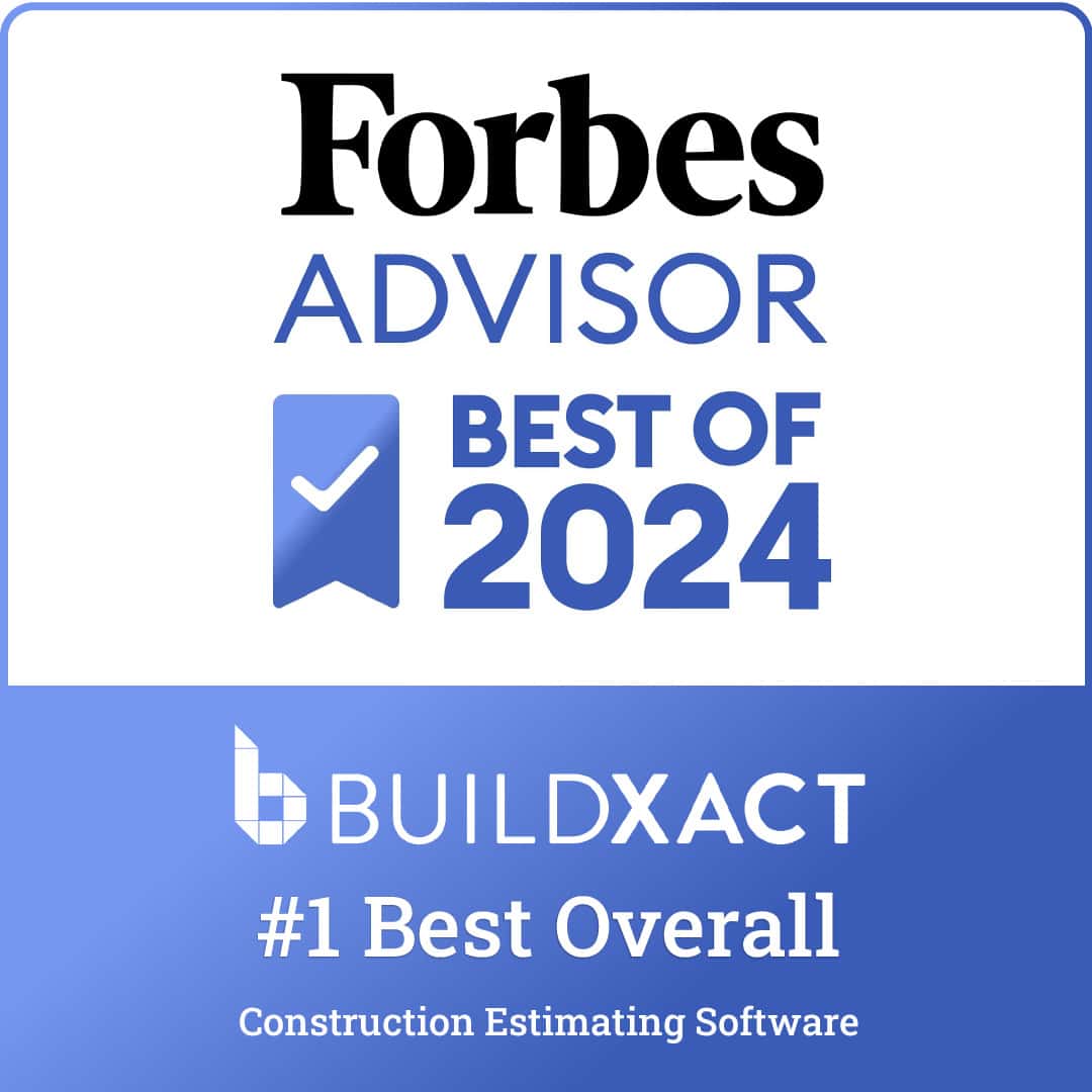 an icon showing Buildxact's recognition as best software by Forbes