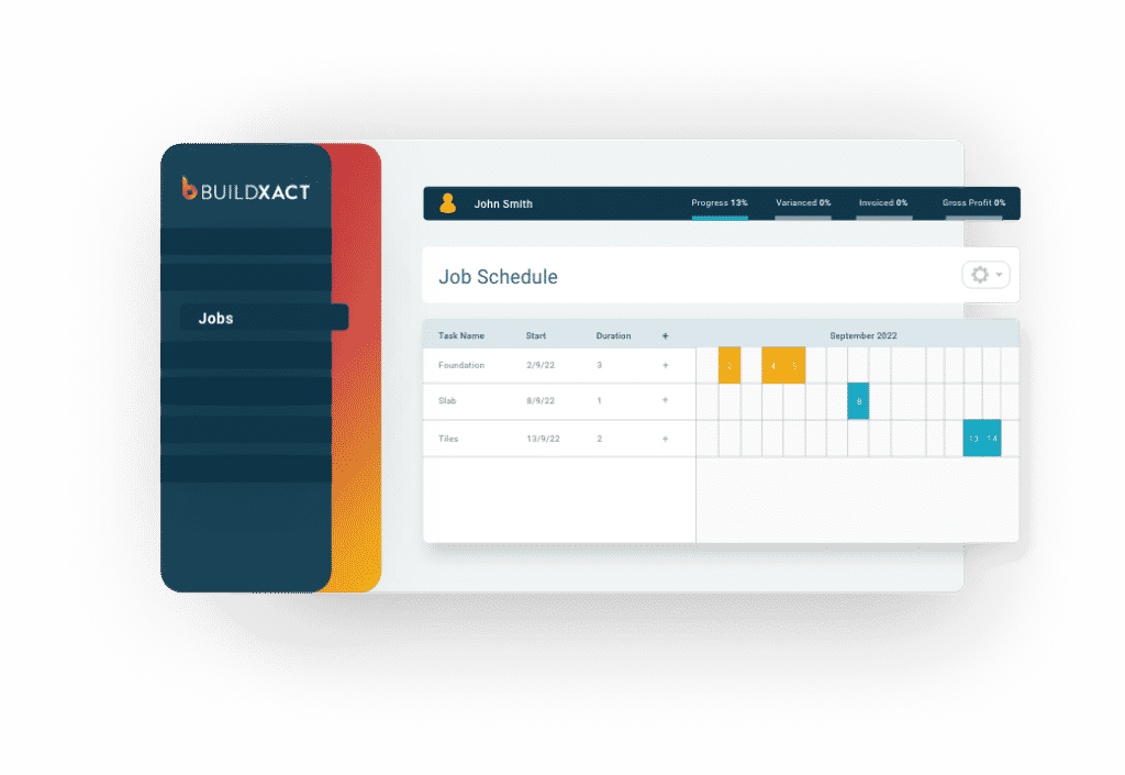 A concept of how a schedule is built using Buildxact