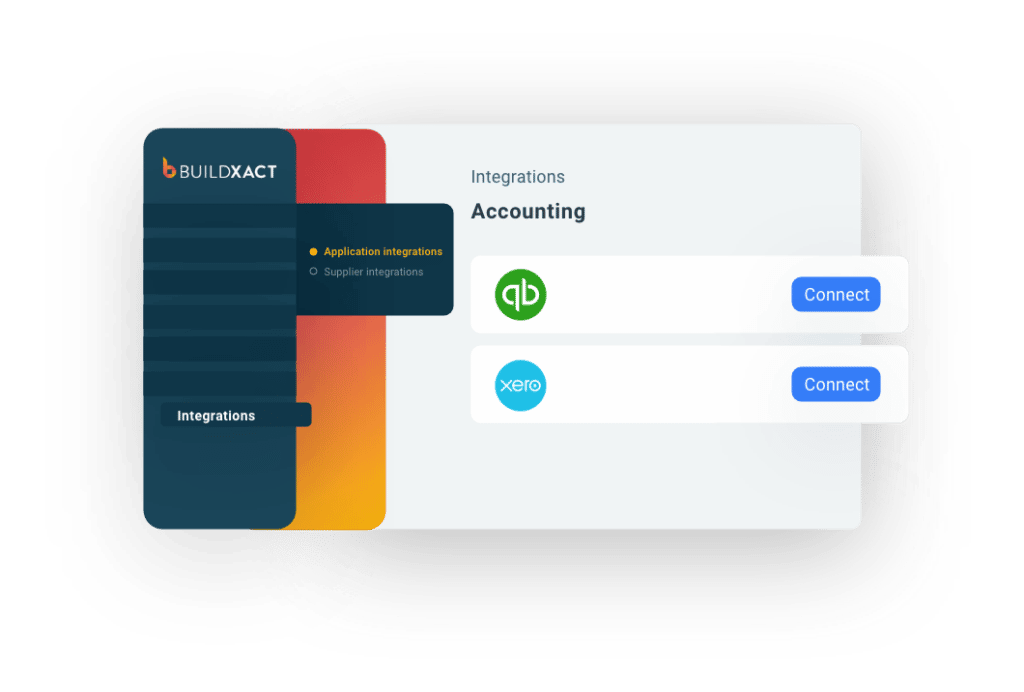 A conceptual image of the accounting integrations in Buildxact