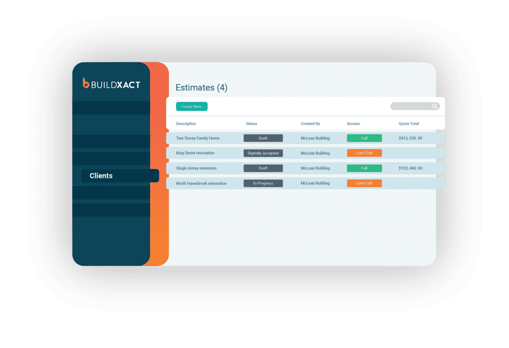 A stylized look at the freemium estimating screen for dealers.