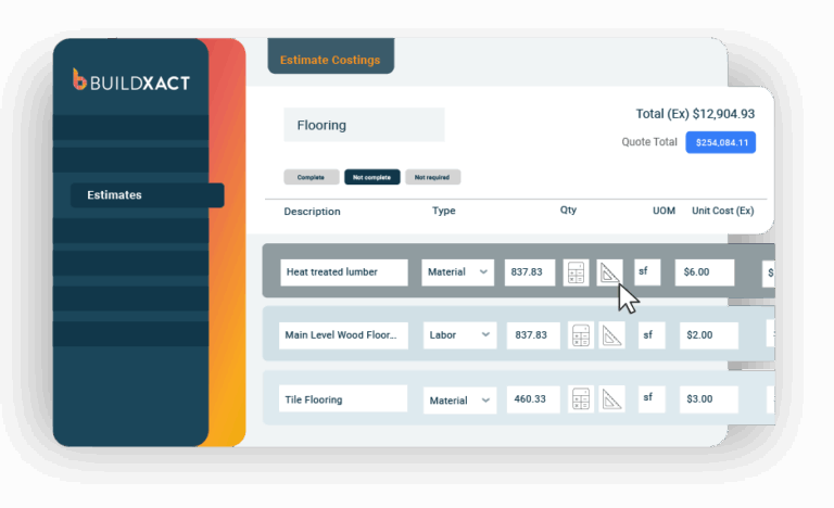 A conceptual image showing how to access the takeoff tool straight from an estimate.