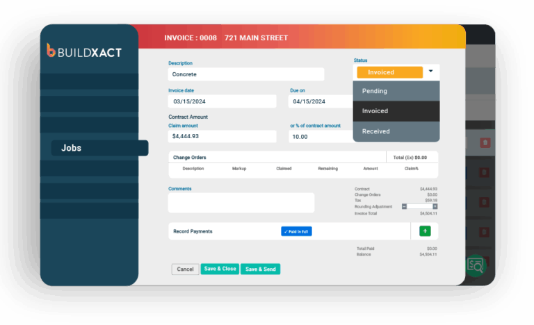 a conceptual image showing how Buildxact works with invoices