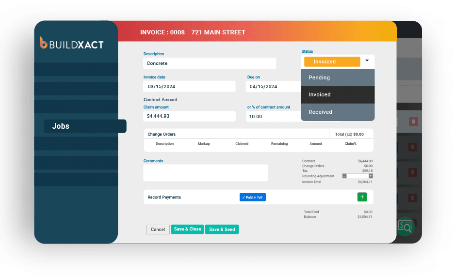 a conceptual image showing how Buildxact works with invoices