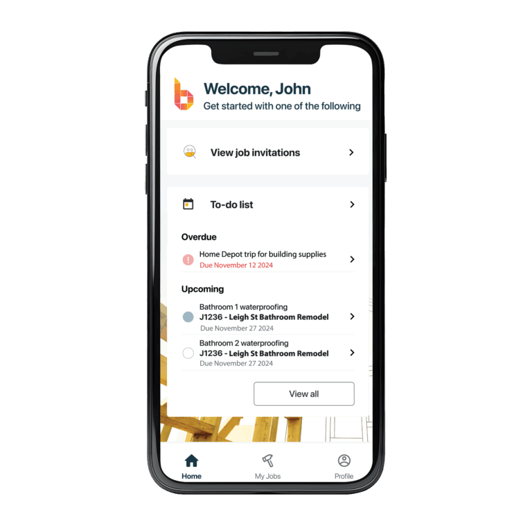 static concept image of Buildxact to-do lists in Onsite mobile app