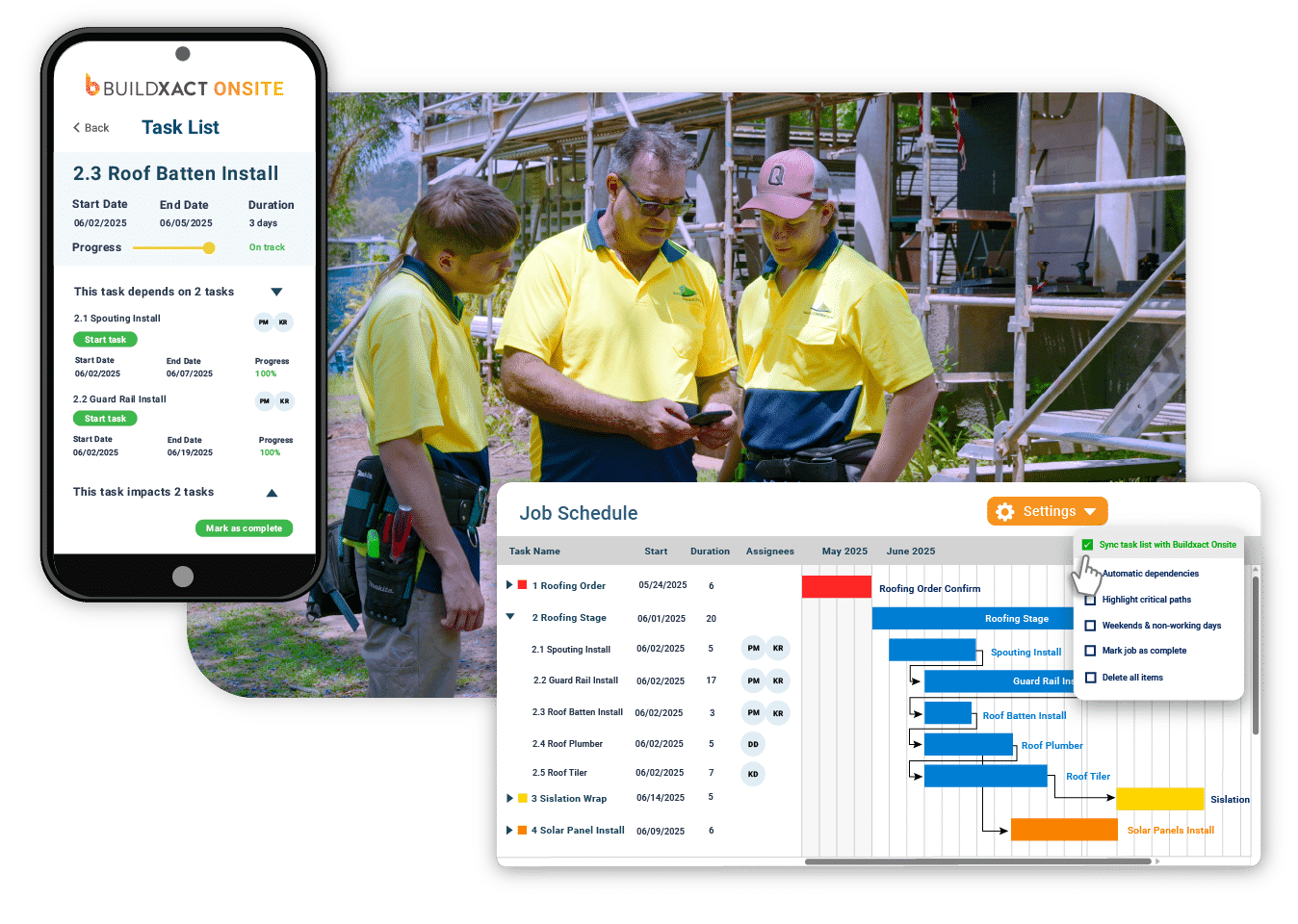 A conceptual view showing how Onsite works with Task Lists