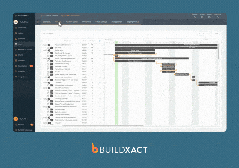 GIF of Buildxact’s construction job scheduling feature.