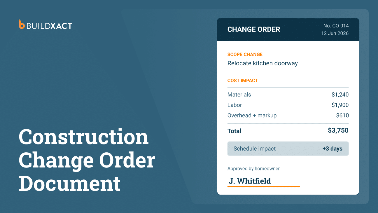 An image of a signed residential construction change order